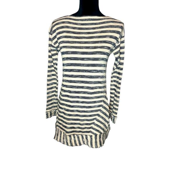 SOFT SURROUNDINGS KNIT LONG SLEEVE STRIPED FRAYED/FRINGE SWEATER DRESS SIZE XS - Picture 1 of 10